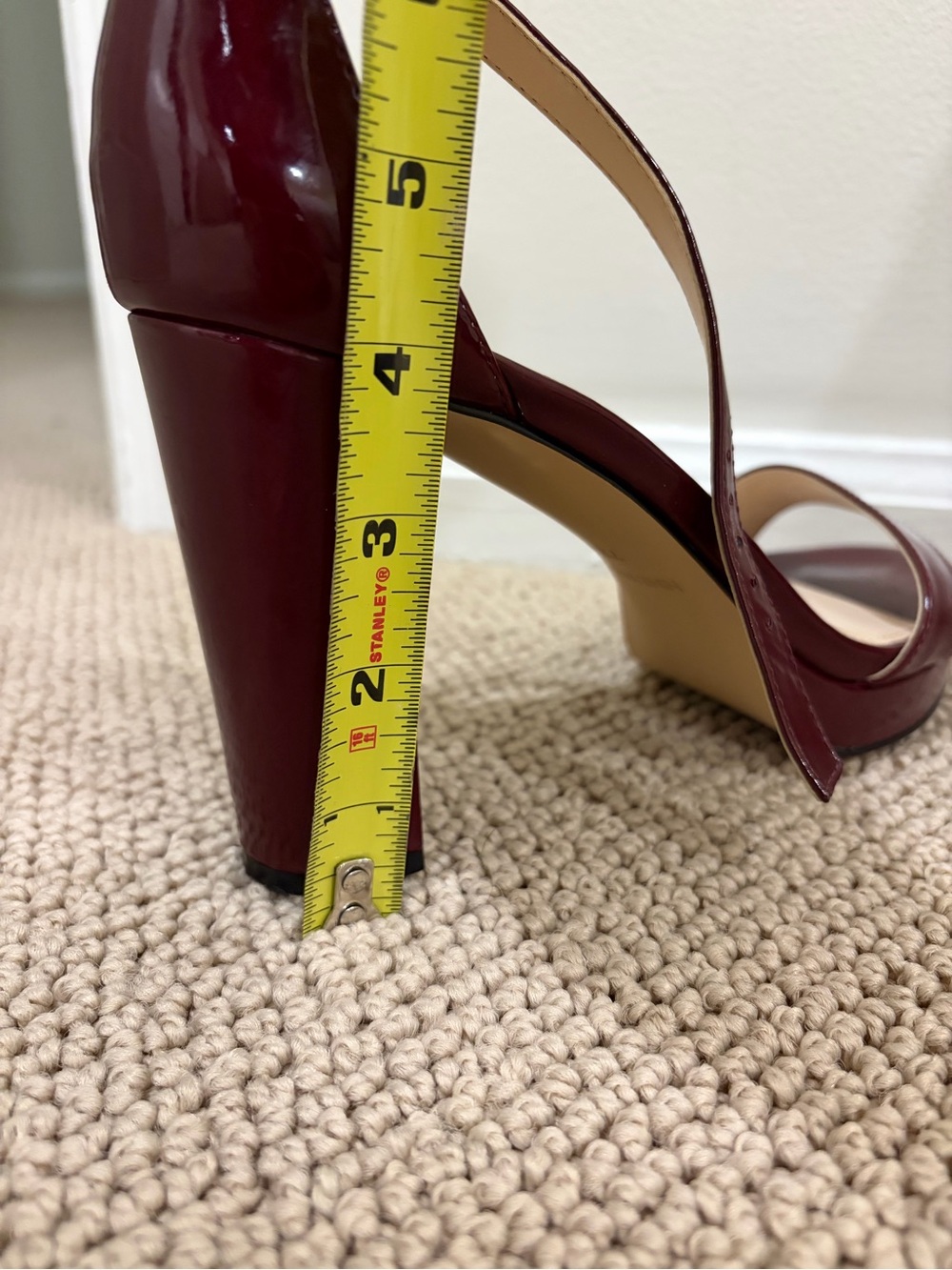 Like new! Nine West Burgundy Patent Ankle-Strap Block Heels - Picture 13 of 14